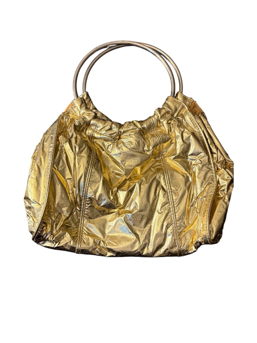 Giannini Metallic Gold Ring-Handle Women's Handbag
